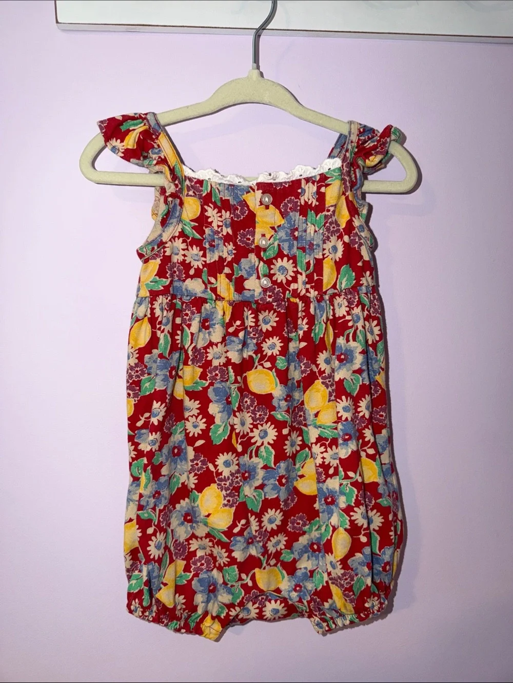 Ralph Lauren Red Floral One-Piece Romper